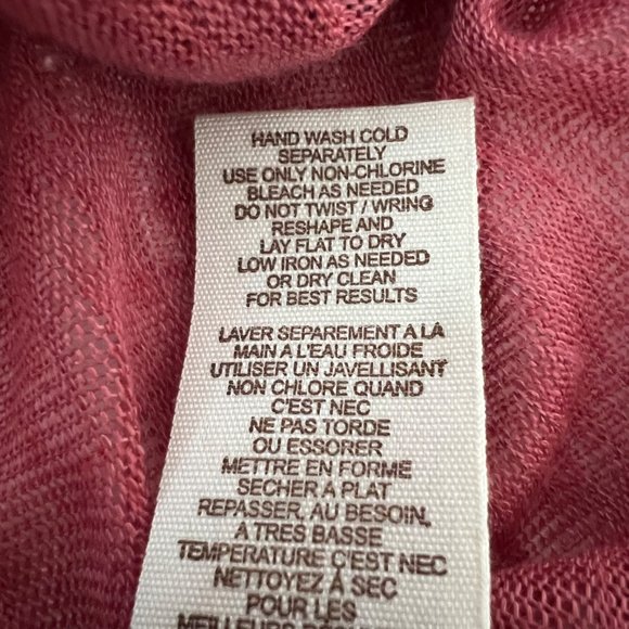 Free People Womens Long Duster Cardigan Sweater Dusty Rose Pink Lace Trim size M - Picture 12 of 14